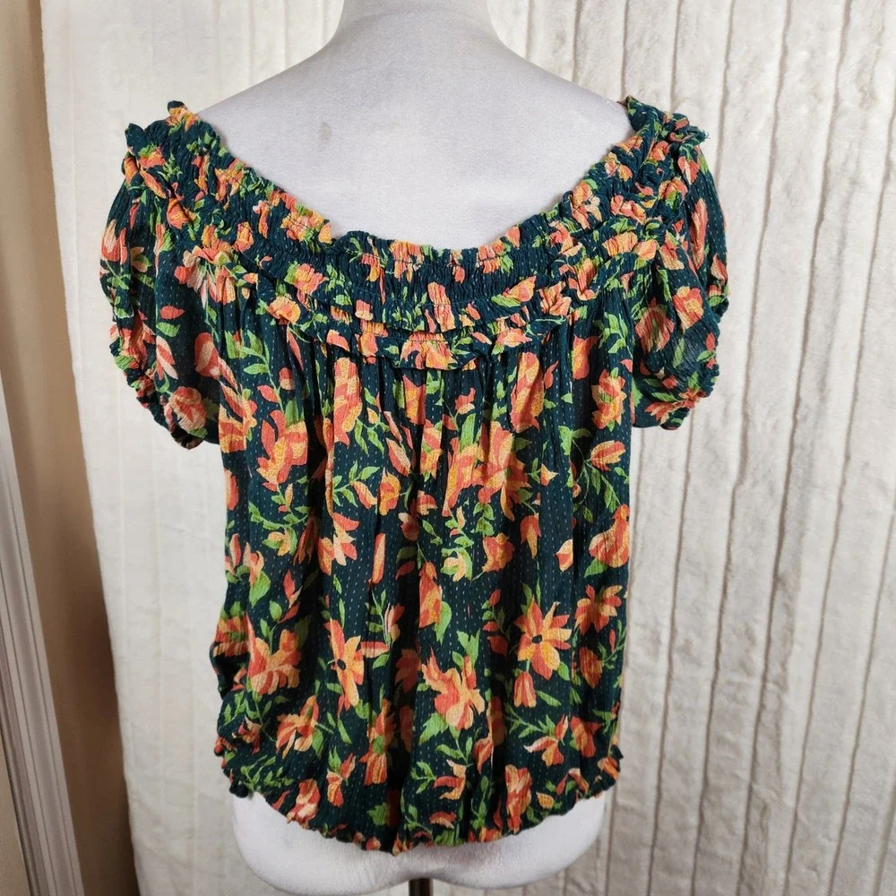 Free People‎ FP One Suki Off The Shoulder Floral Blouse Garden Combo Large